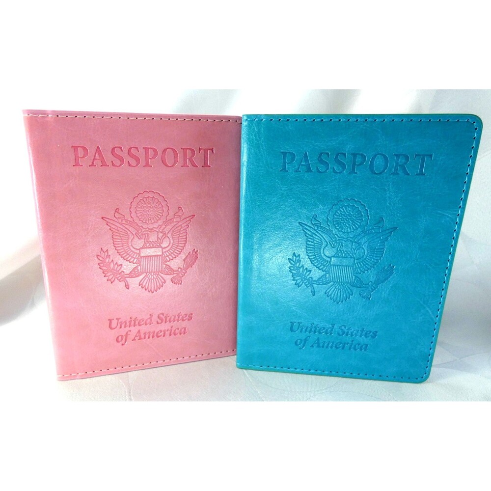 Leather Passport Holders His and Hers  Pink and Blue  NEW